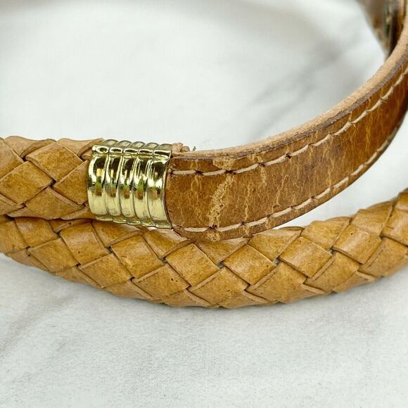 The Great New York Belt Co Brown Vintage Barrel Braided Leather Belt Size Small - Picture 9 of 9